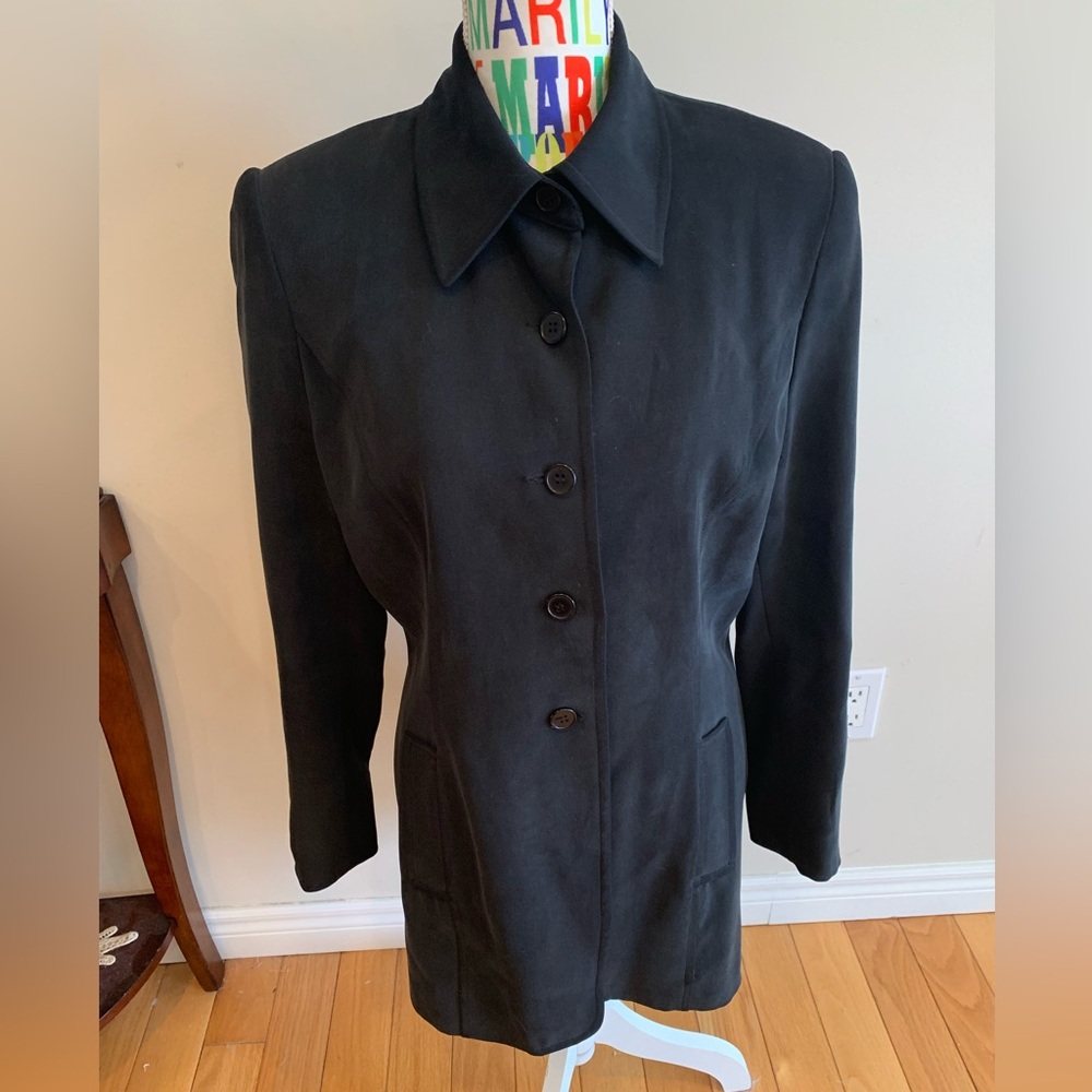 Women's Black 100% Silk Single-Breasted Jacket
